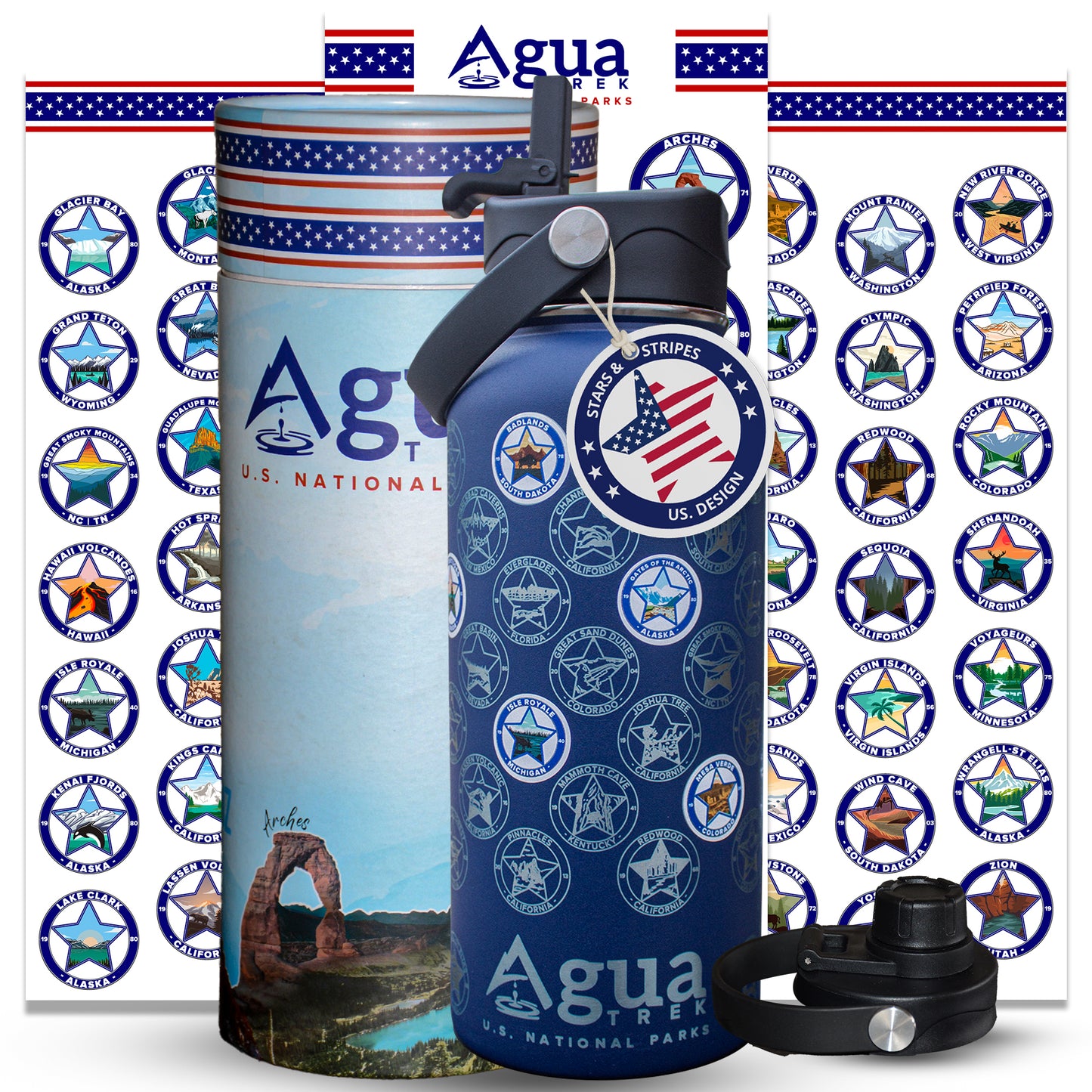 AguaTrek National Parks Water Bottle + 63 stickers