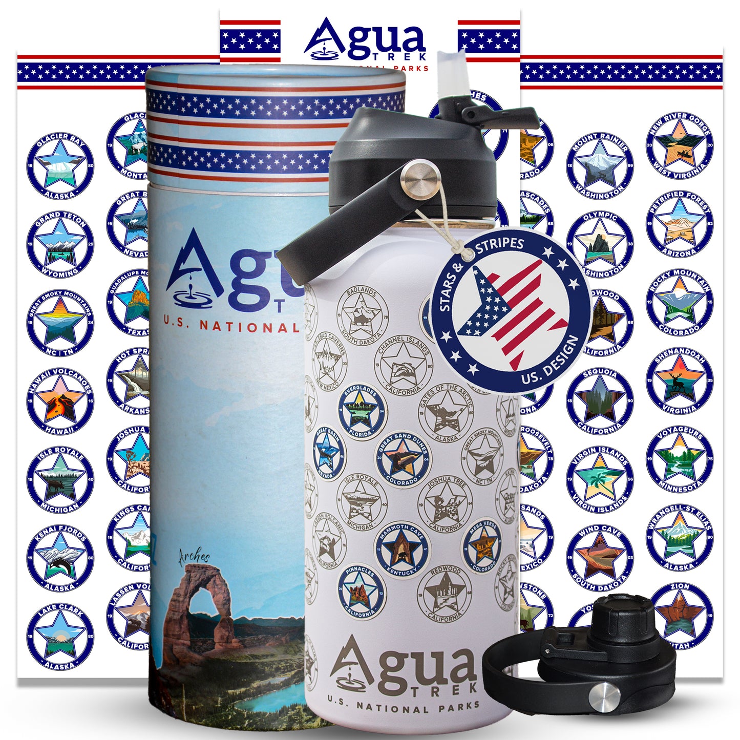 AguaTrek National Parks Water Bottle + 63 stickers