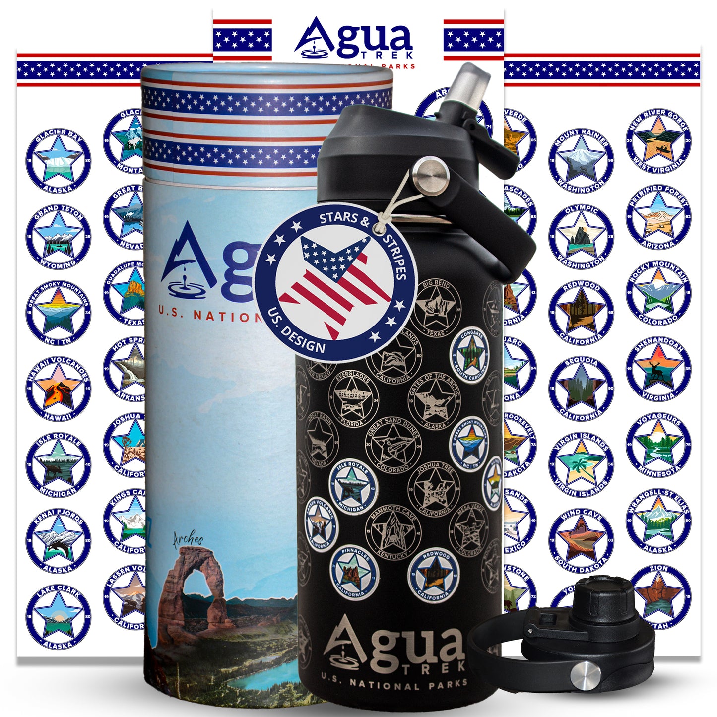 AguaTrek National Parks Water Bottle + 63 stickers